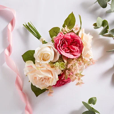 Dunelm Mother's Day Hand Tied Artificial Rose Bouquet