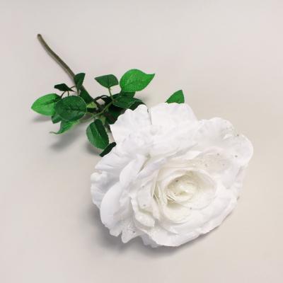 Dunelm Pack of 12 Artificial Rose Cream Glitter Stem 74cm White