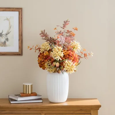 Dunelm Artificial Dried Look Mixed Orange Autumn Bouquet