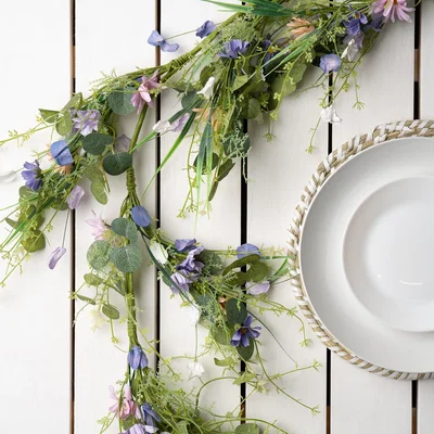 Dunelm Artificial Purple Spring Florals Garland Purple