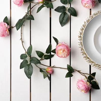 Dunelm Artificial Camellia Rose Garland Pink