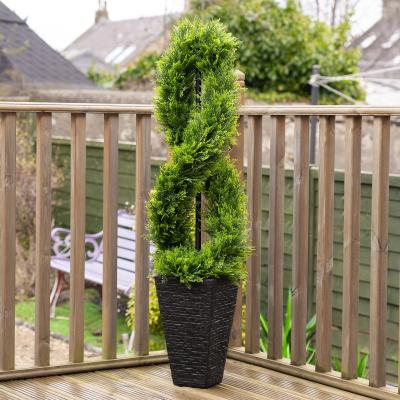 Dunelm Artificial Twisted Cedar Topiary in Stone Pot Green