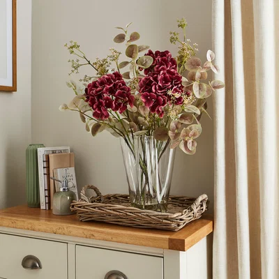 Dunelm Artificial Hydrangea and Eucalyptus in Vase Purple