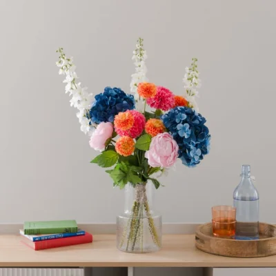 Dunelm Artificial Luella Blue Hydrangea & Ball Dahlia Bouquet