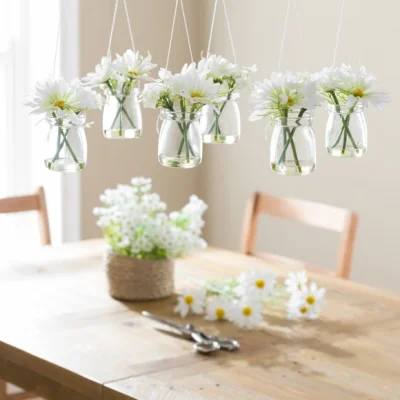 Dunelm Set of 6 Artificial Daisies in Hanging Jars