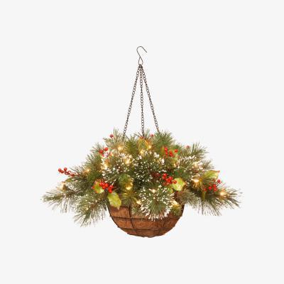 Dunelm 20" Wintry Pine Hanging Basket Green