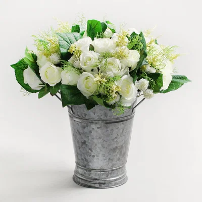 Dunelm Pack of 4 Artificial Rose and Heather Cream Bouquet 30cm Cream