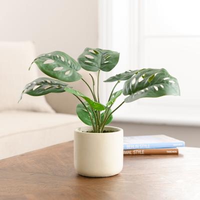 Dunelm Artificial Monstera Plant in Cement Pot 24cm Cream