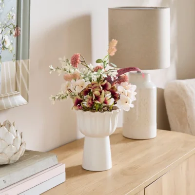Dunelm Artificial Floral in Frilled Edged Ceramic Vase