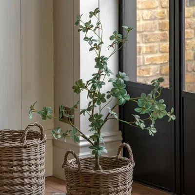 Dunelm Cedar & Sage Artificial Small Rhodoleia Tree in Black Plant Pot