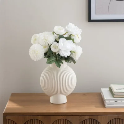 Dunelm Artificial Lottie White Dahlia & Rose Bouquet
