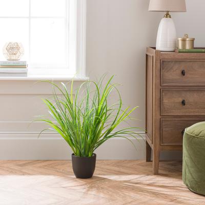 Dunelm Artificial Grass in Black Plastic Plant Pot Green