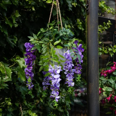 Dunelm Artificial Hanging Wisteria And Ivy in Plant Pot