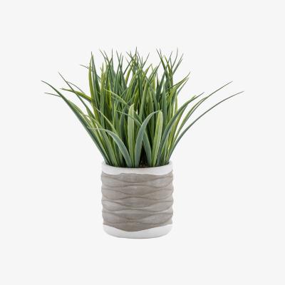 Dunelm Torrence Grass in Wavy Pot Medium Grey