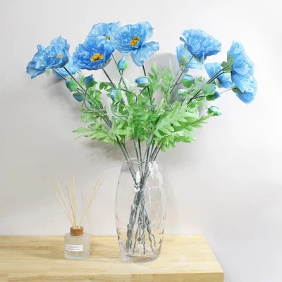 Dunelm Pack of 12 Artificial Icelandic Blue Poppy Belle 70cm Blue