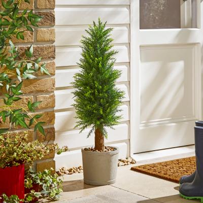 Dunelm Cypress Tree in Cement Pot Green