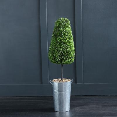 Dunelm Conical Boxwood Topiary in Metal Pot 95cm Green