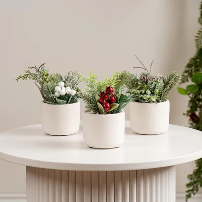Dunelm Set of 3 Artificial Christmas Plants Green
