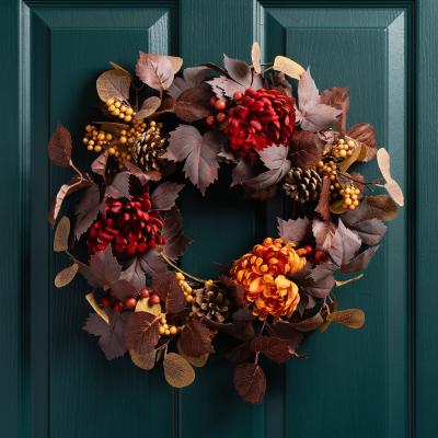 Dunelm Artificial Autumnal Chrysanthemum Wreath MultiColoured