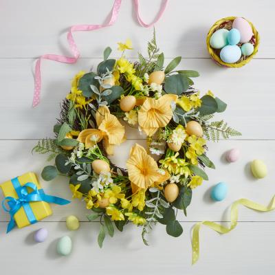 Dunelm Artificial Yellow Daffodil Floral Wreath Yellow