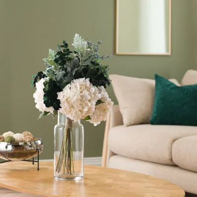 Dunelm Artificial White Hydrangea & Deep Foliage Bouquet