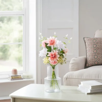 Dunelm Artificial Large Peach Dahlia & Berry Bouquet