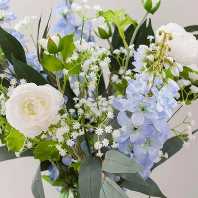 Dunelm Artificial White Ranunculus and Delphinium Bouquet White