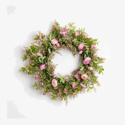 Dunelm Artificial Pink Rannunculus Wreath