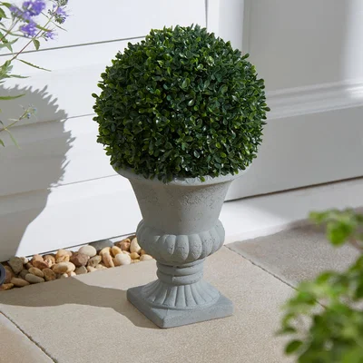 Dunelm Artificial Boxwood Ball Plant in Polyresin Urn Green