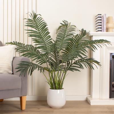 Dunelm Artificial Palm Tree in White Ceramic Plant Pot Green