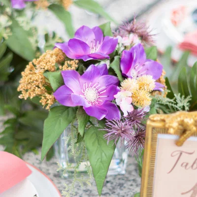 Dunelm Wild Flower Arrangement in Glass Cube Purple/Green