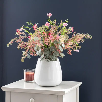 Dunelm Blossom and Eucalyptus in Ceramic Pot Pink