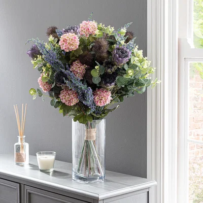 Dunelm Florals Forever Lila Thistle Luxury Bouquet Purple 63cm Purple, Pink and Green