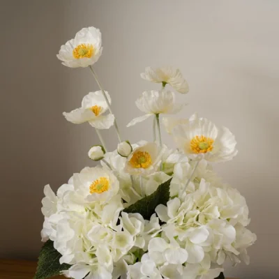 Dunelm Artificial Poppy & Hydrangea Arrangement in Ceramic Vase