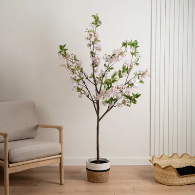 Dunelm Artificial Cherry Blossom Tree in Black Plant Pot