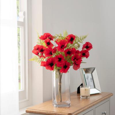 Dunelm Florals Forever Eleanor Poppy Luxury Bouquet Red 58cm Red, Green and Clear