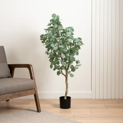 Dunelm Artificial Eucalyptus Tree in Black Plant Pot