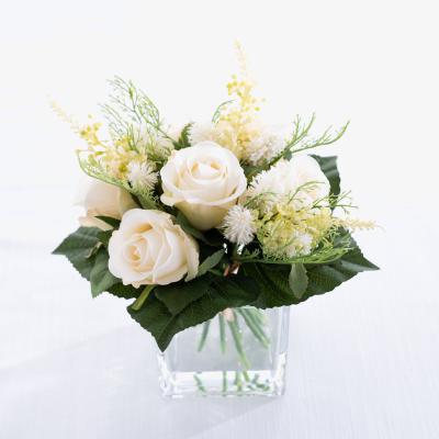 Dunelm Traditional Arrangement in Glass Cube Green/Yellow