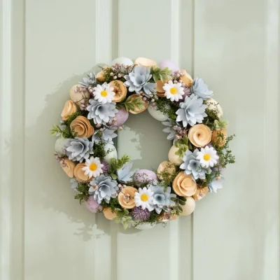 Dunelm Artificial Wood Shave Floral Wreath
