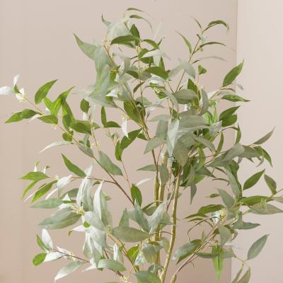 Dunelm Artificial Blue Gum Tree in Black Plastic Plant Pot Green