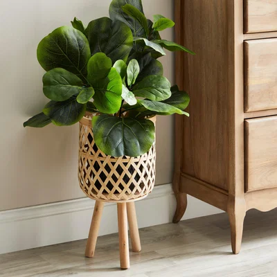 Dunelm Bamboo and Wood Plant Stand Brown