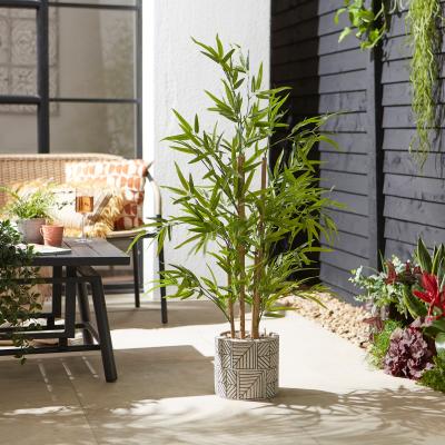 Dunelm Artificial Bamboo Tree in White Geometric Pot Green