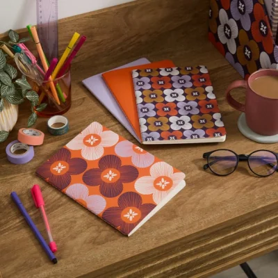 Dunelm Elements Set of 4 A5 Flower Notebook Refills