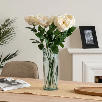 Dunelm Pack of 6 Artificial Cabbage Rose Stems