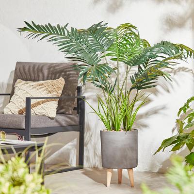 Dunelm Palm Tree in Grey Pot Stand Green