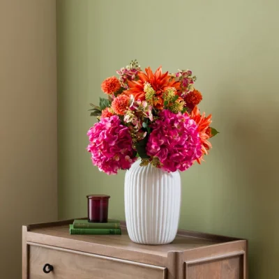 Dunelm Artificial Amber Bright Hydrangea & Dahlia Bouquet