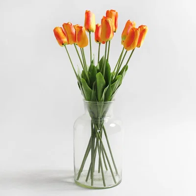 Dunelm Pack of 12 Artificial Tulip Orange Stem 60cm