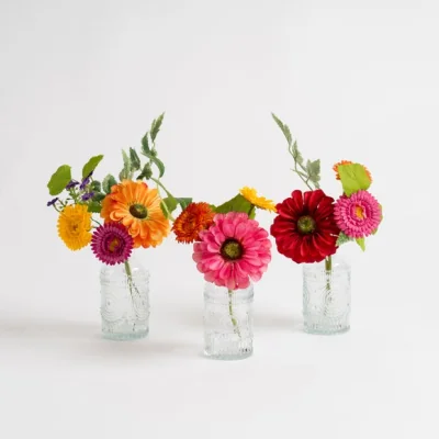 Dunelm Set 3 Artificial Multi Floral Mini Posies in Glass Vases