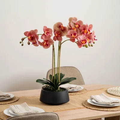 Dunelm Aritifical Phalaenopsis Orchid in Black Pot