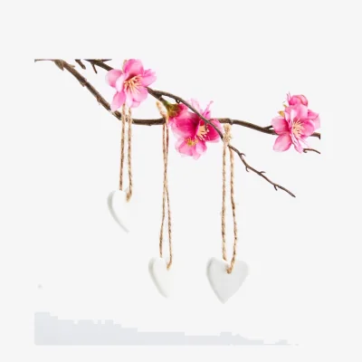Dunelm Set of 3 Porcelain Heart Hanging Decorations